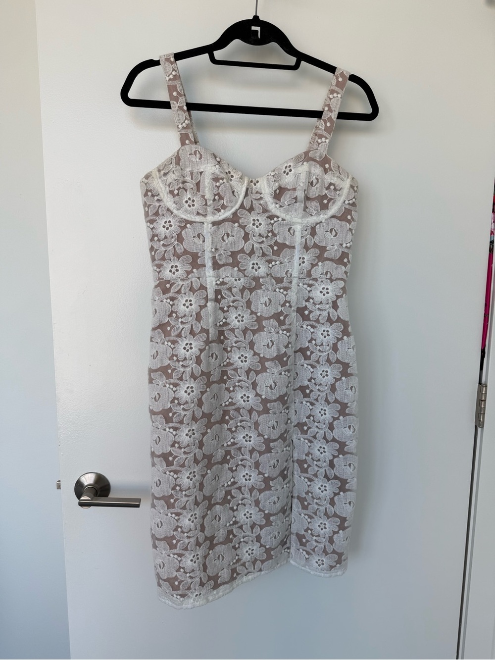 Hutch Beige and White Lace Strap Dress